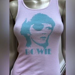 DAVID BOWIE Ziggy Stardust eye-patch lightening bolt unisex punk soft tank top S